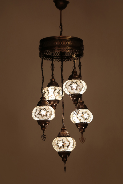 5in1 No2 Size Antique Mosaic Chandelier